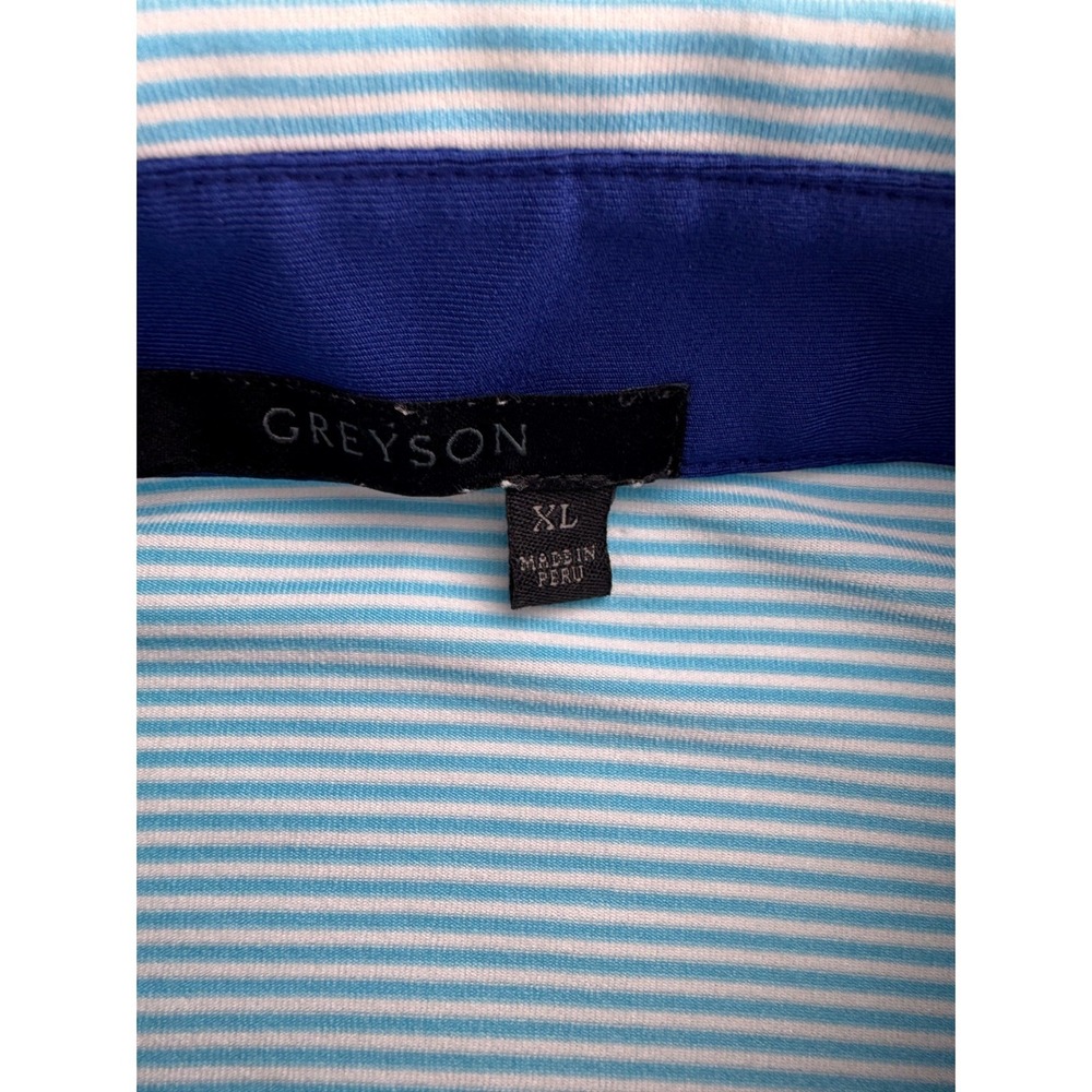 GREYSON Mens Golf Polo Shirt Blue White Stripe Short Sleeve Size XL Stretch Wick - Picture 4 of 16